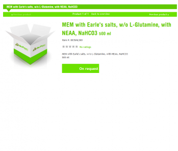 МЕМ с солями Эрла, без L-глютамина, с NEAA, NaHCO3, 500 мл (арт. 8035ML500)