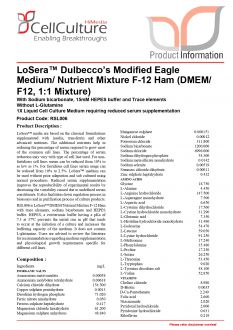 Среда LoSera™ DMEM/F12 (смесь 1:1) с буфером HEPES, бикарбонатом натрия и микроэлементами, без L-глутамина 1X, 500 мл (арт. RSL006-500ML)