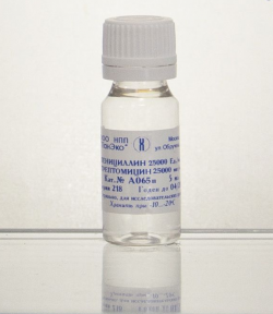 Пенициллин-стрептомицин, 100-кратный, лиофилизированный, 10×5 мл, ПЭТ-тара (арт. А065п)