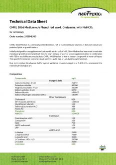 CMRL 1066 без L-глютамина и фенолового красного, с NaHCO3, 500 мл (арт. 2501ML500)