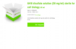 G418 раствор дисульфата (50 мг/мл), стерильный, 50 мл (арт. 1259ML050)