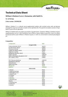 Среда William's E без L-глютамина, с NaHCO3, 500 мл (арт. 2343ML500)