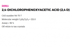 2,4-Дихлорфеноксиуксусная кислота; 2,4-dichlorophenoxyacetic acid (2,4 D) (арт. D0911.0100, D0911.0250)