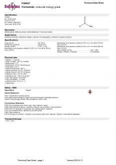Формамид для молекулярной биологии, Sharlab, 100 мл (арт. FO00270100)